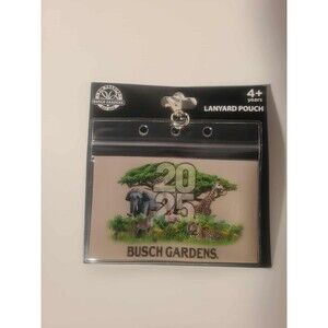 Busch Gardens Lanyard ID Pin Trading Pouch Tampa 2025 Giraffe Cheetah Tiger NEW